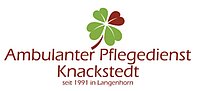 Logo des Ambulanten Pflegedienstes Knackstedt mit einer vierblättrigen Kleeblattgrafik und der Aufschrift seit 1991 in Langenhorn.