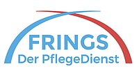 Logo mit blauen und roten Bögen über dem Text Frings Der PflegeDienst in blauer Schrift, der einen Pflegedienstleister darstellt.