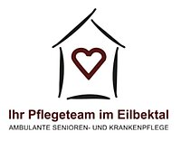 Das Logo von Ihr Pflegeteam im Eilbektal zeigt einen einfachen Hausumriss mit einem Herz in der Mitte und darunter einen Text über ambulante Alten- und Krankenpflege.