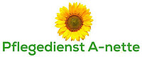 Logo mit einer Sonnenblume über dem grünen Text Pflegedienst A-nette auf weißem Hintergrund.