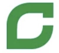 Eine grüne geometrische Form, die einem stilisierten, abgerundeten Buchstaben C mit einem dicken Rand auf weißem Hintergrund ähnelt.